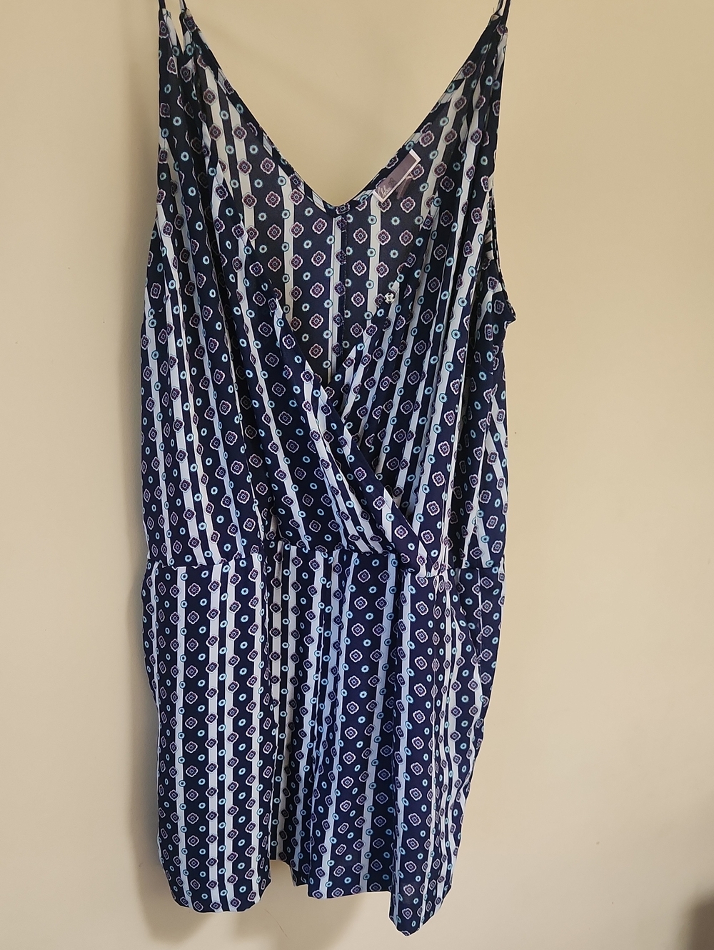 Chelsea28 Navy and White Printed Wrap-Front Jumper